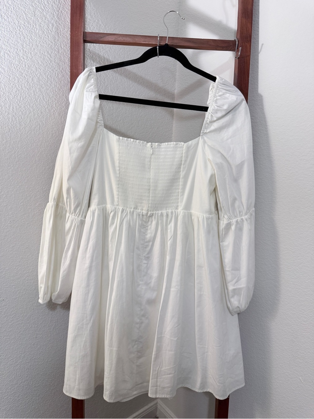 Reformation Cream Puff Long Sleeve Square-Neck Mini Dress Size 12 - Picture 3 of 7